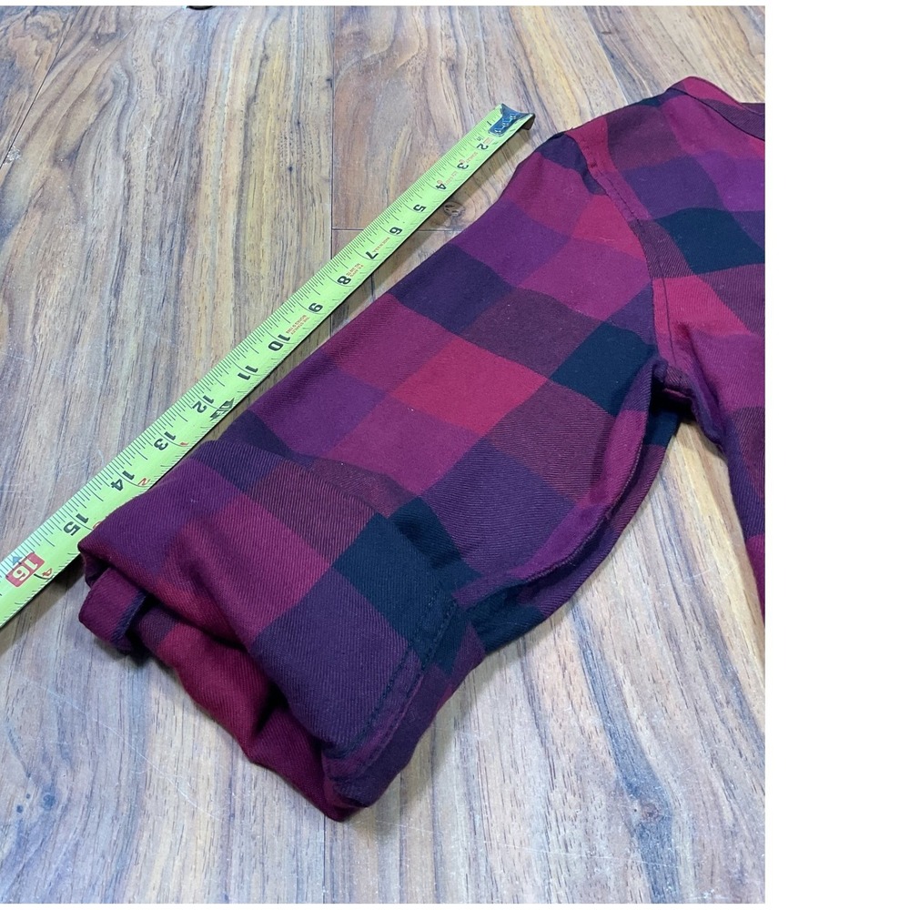 Calvin Klein Jeans Plaid Button Down Shirt M Red Black Buffalo Check Roll Tab - Picture 7 of 7